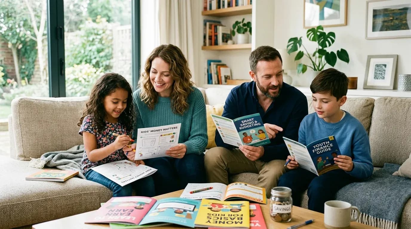 Family learning about financial education together